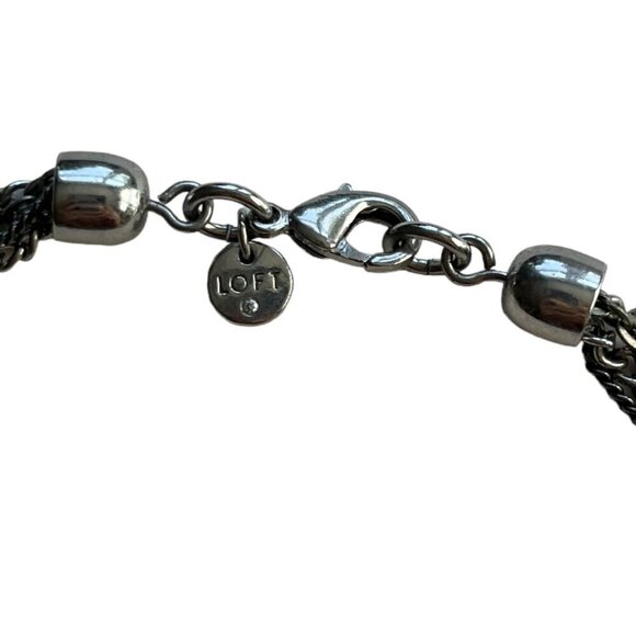 Loft Womens Multi Strand Chain Necklace Long 32" Rhinestones Silver Tone Artsy - Picture 3 of 6